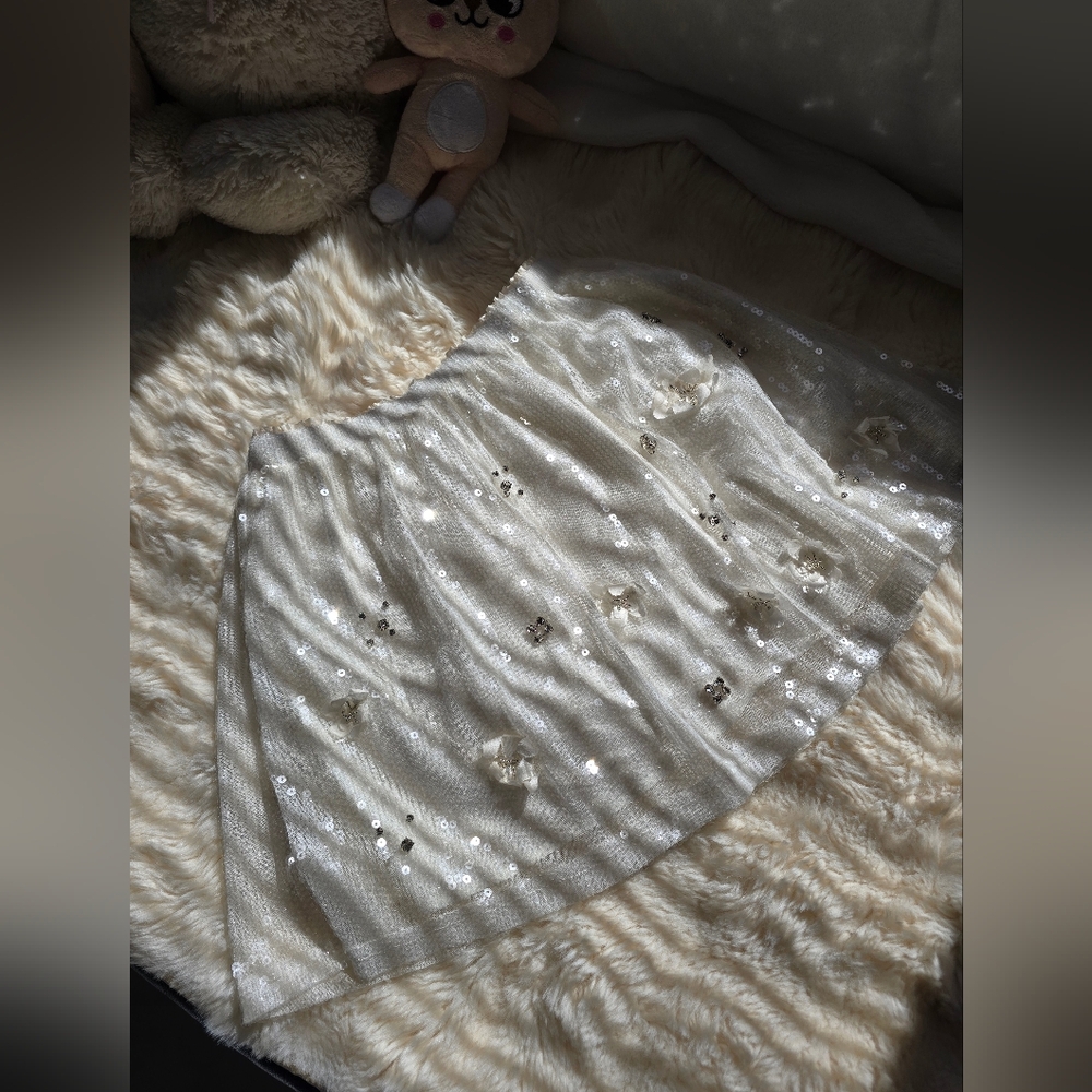 Zara White Sequin Skirt - Picture 6 of 10